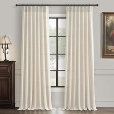 40 X 96 2 Panels Cream Birch Pinch Pleated Linen Light Filtering Curtains C203