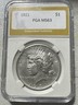1921 Peace Dollar $1 Silver 0.9 Fine Philadelphia Mint PGA MS63 Coin Philadelphia Peace