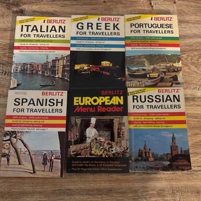 Lot Of 6 Berlitz Travel Phrase books  Italian Greek Spanish Portuguese  Russian