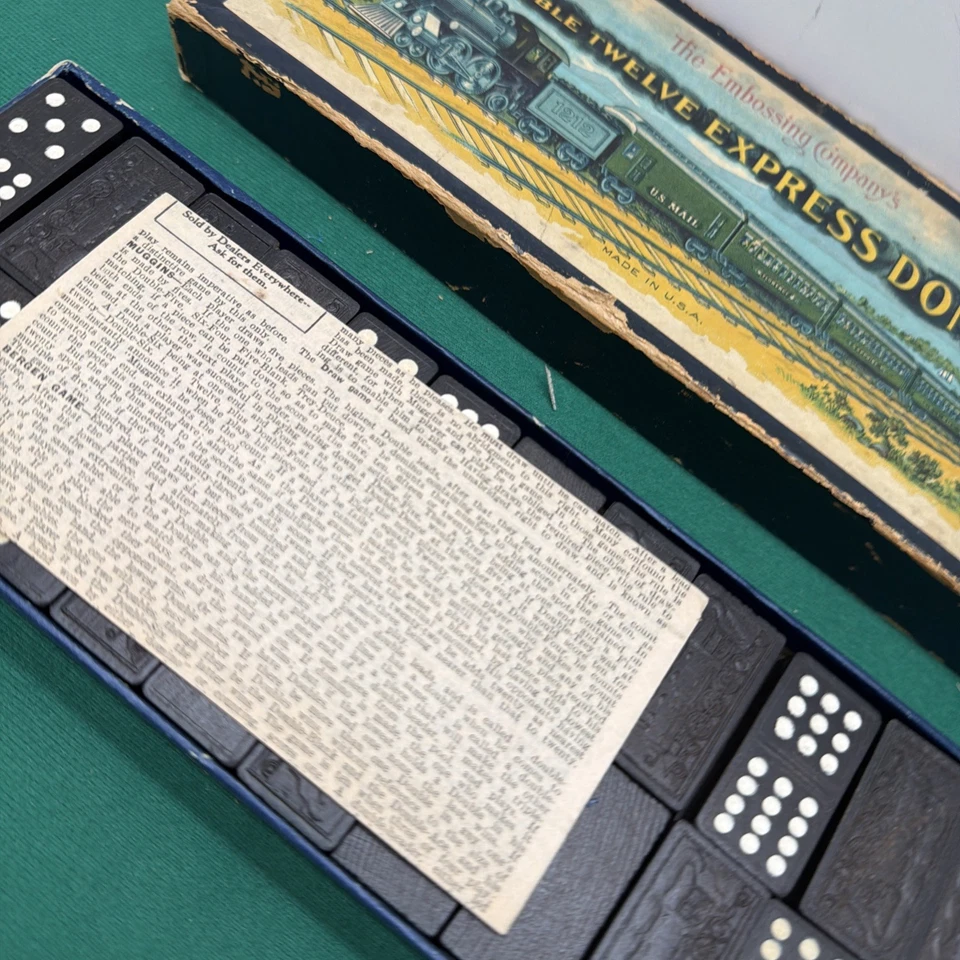 Vintage 'The Embossing Company' "Double Twelve Express Dominoes" w/ instructions - Image 3 of 4