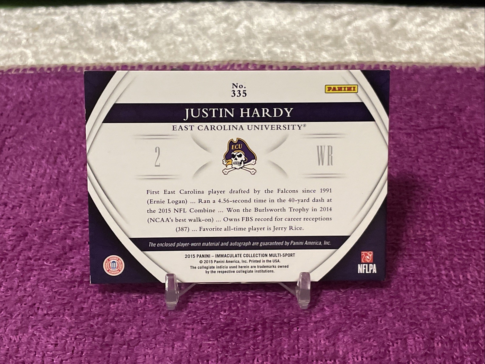2015 PANINI IMMACULATE MULTI-SPORT JUSTIN HARDY RPA ROOKIE JUMBO PATCH AUTO /99 view 5