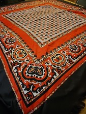 Baar  Beards Square Scarf Vintage 38"x 38" Paisley Red Black Italy Rayon