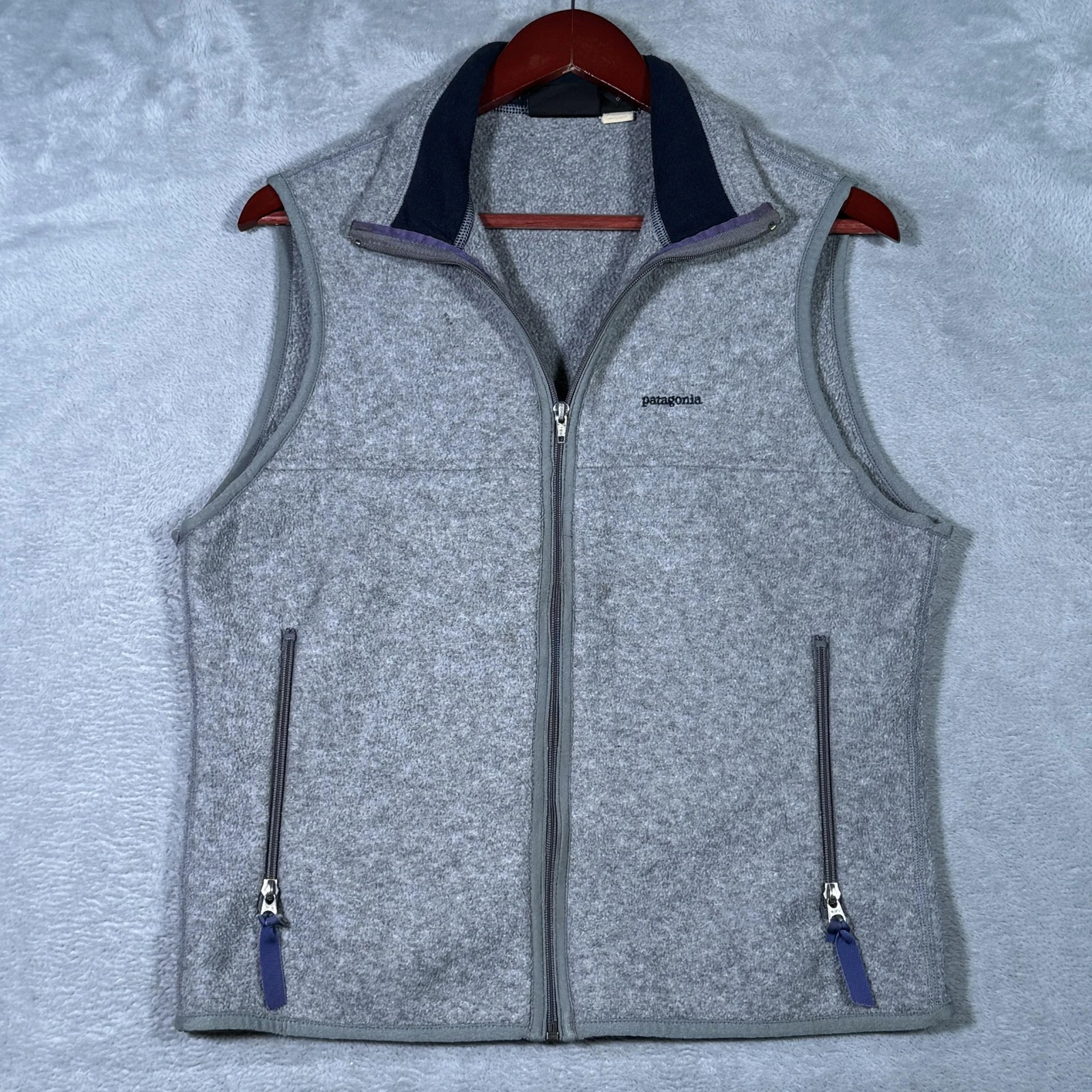 Vintage Patagonia Vest Mens Small Gray Synchilla Fleece Full Zip Made USA