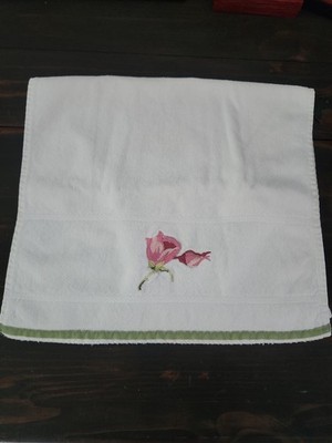 Vintage Cottage Core Springmaid Large Bathroom Hand Towel Pink Rose