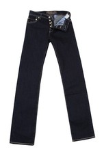 $595 Jacob Cohën Dark Blue Solid Jeans - Sli...