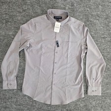 NWT MIZZEN MAIN Leeward M Trim Dress Shirt No Tuck Light Pastel Gray Button Up