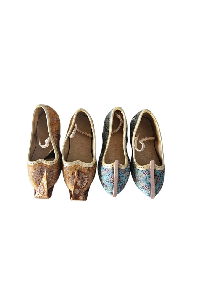 2 De Colección Hechos a Mano Tradicional Árabe Mughal Bordado Punta Rizada Deslizable Bebé Niña Foto 2 de 4