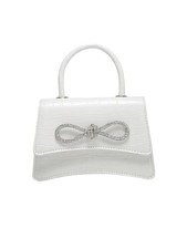Womens Bow Evening Bag Sparkly Clutch Purse Wedding Party One Size White