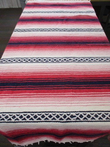 Vintage Mexican Blanket, Sarape, Throw, Rug, Pink, Picnic, Festival, Camping 81 - Picture 3 of 6