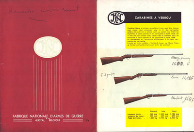 HERSTAL (BELGIEN) WAFFENFABRIK ''NATIONALE WAFFENFABRIK'' Flugblatt um 1960