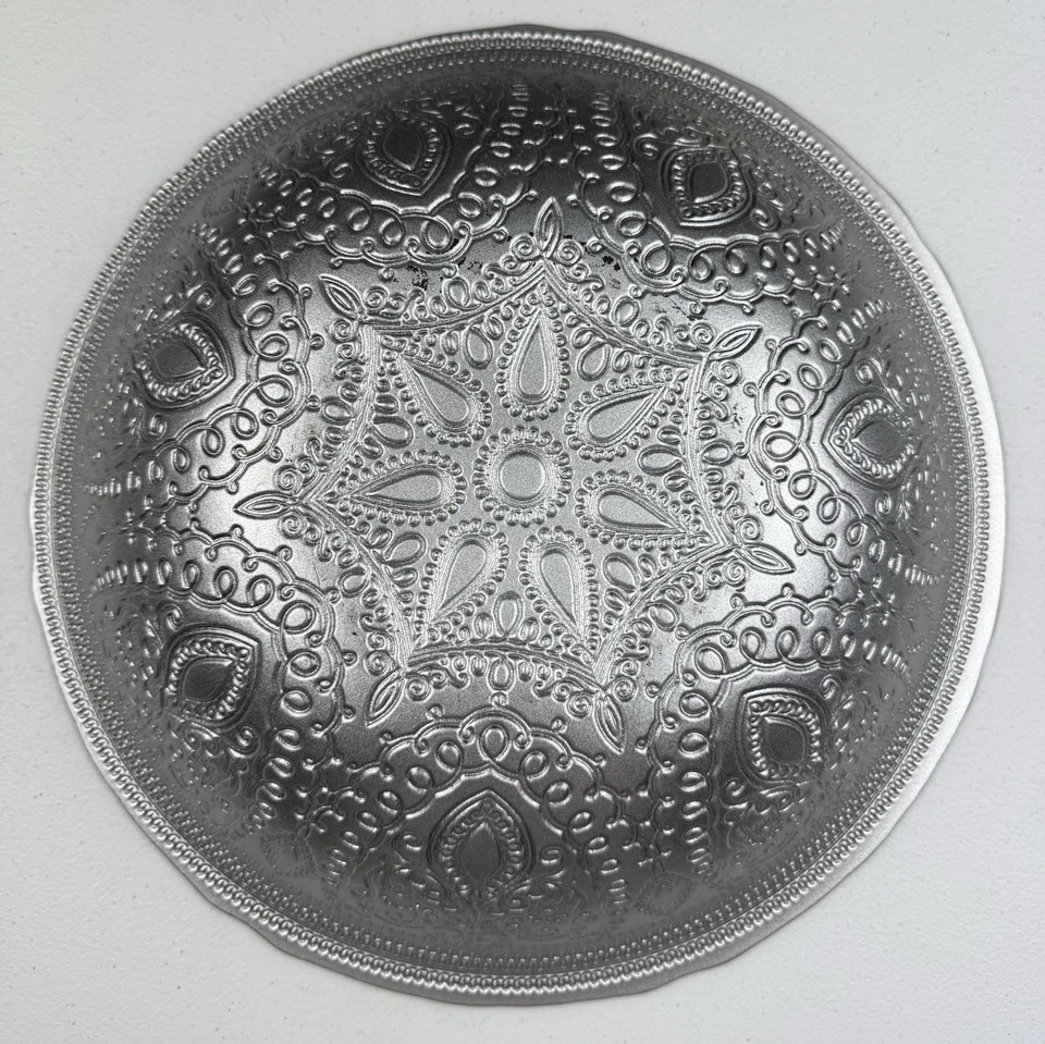 Sotaque artístico GRANDE tigela de renda dourada de vidro turco sobre metal feita à mão 16"" - Imagem 4 de 4