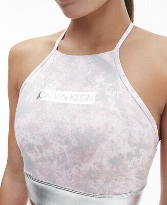 Calvin Klein Pink Low Support Sports Bra-ROSE QUARTZ MOON PRINT-size  LARGE-BNWT 