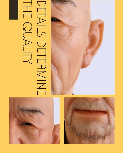 IMI Party Movie Props Realistic Silicone Old Men Headwear Cosplay Halloween - Picture 8 of 10