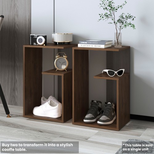 25" High 3 Tier Side Table Black White Natural Oak - Picture 84 of 117