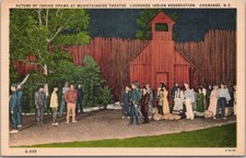 CHEROKEE, North Carolina Postcard "Indian Drama at Mountainside Theatre" Linen