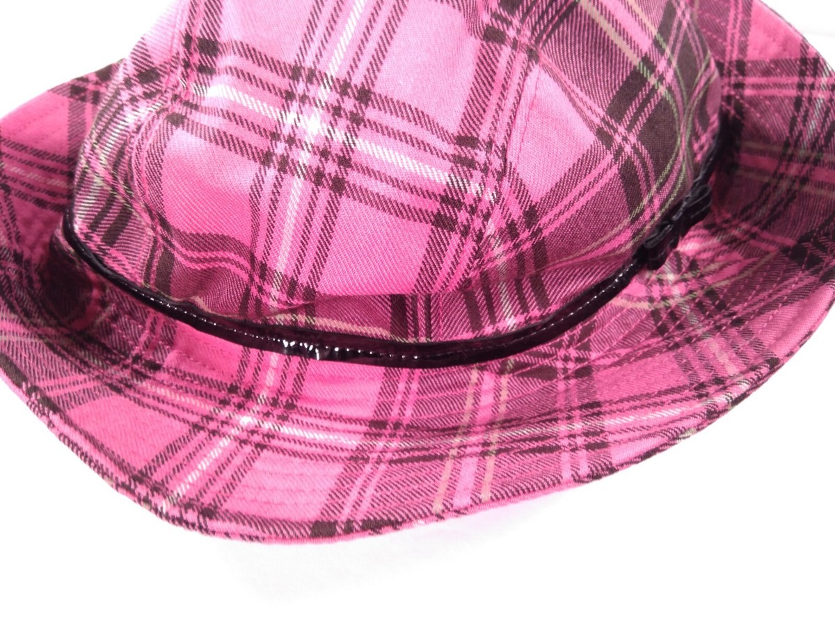 Vintage Authentic Coach Pink Plaid Wool Bucket Hat M/L 2694 