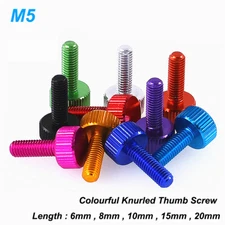 M5 Knurled Thumb Screw Aluminum Alloy Flat Round Head Hand Tighten Bolts for DIY