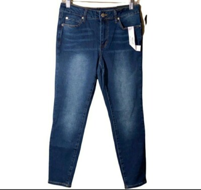 Tahari Women's Blue Mid Rise Skinny Jeans Plus Size 16 W