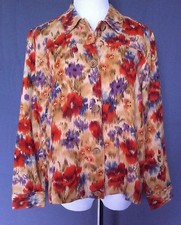 COLDWATER CREEK Womens Floral 100 Cotton Button Front Lightweight Jacket Sz PS