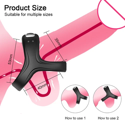 Vibrator-Men-Penis-Ring-Rechargeable-Toy-Testicle-Ring-Cockring use Lubricant - Picture 5 of 12