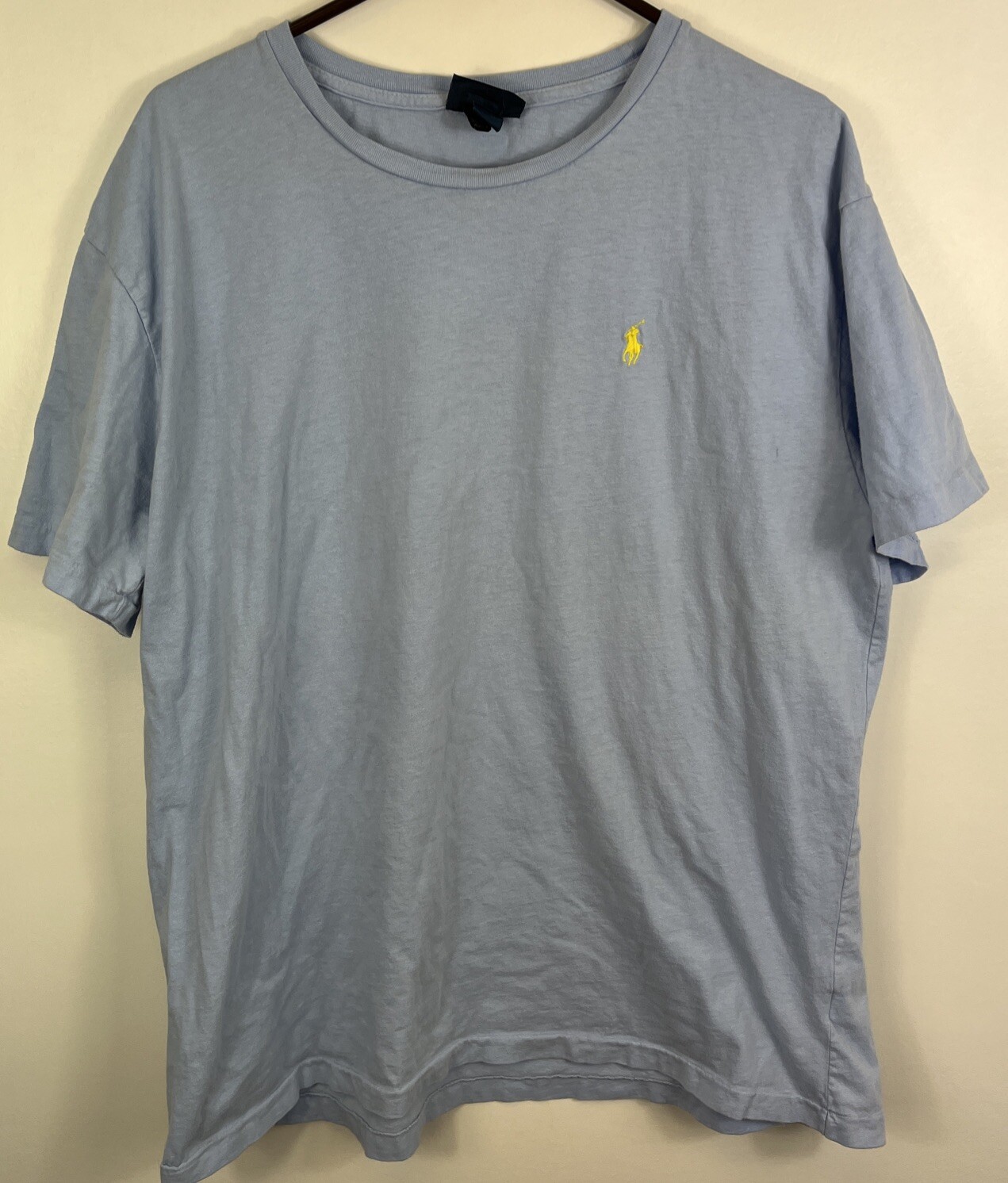 Polo Ralph Lauren logo pony giallo da uomo azzurro taglia Lrg 100% cotone