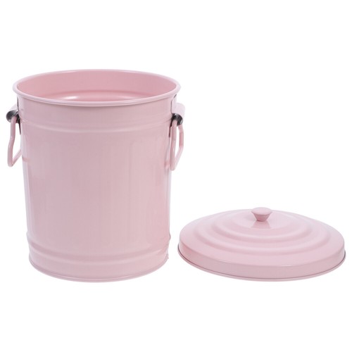 Trash Can with Lid Hot Pink Steel Dark Green Desktop Small Office - Picture 11 of 12