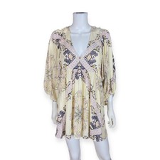 Free People Women's Girl Talk Ivory Printed Tunic Mini Dress S