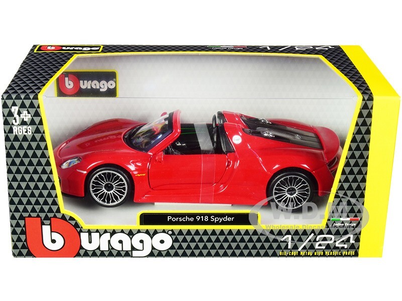 PORSCHE 918 SPYDER RED 1/24 DIECAST MODEL CAR BY BBURAGO 21076 | eBay