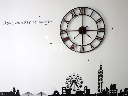 47cm Antique Distressed Skeleton Country Style Metal Oversize Wall Clock. - Picture 4 of 6