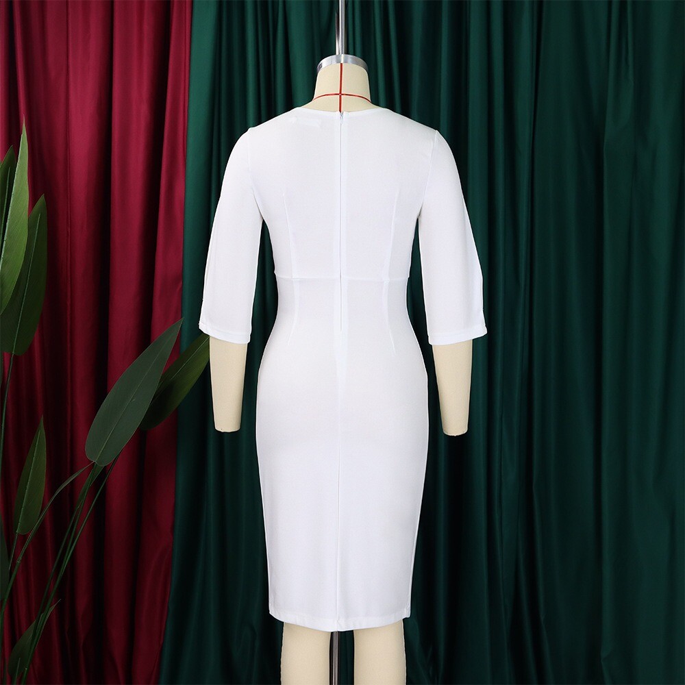 Womens Casual Elegant Ruffle Church Dresses Fashion Business Pencil Work  Dress | eBay