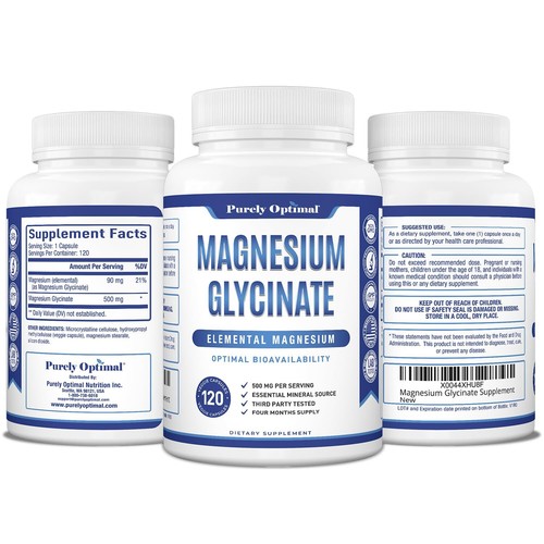 Purely Optimal Magnesium Glycinate 500mg - Premium Non-Buffered Supplement fo... - Picture 8 of 9