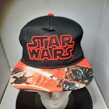 Youth Star Wars Darth Vader Snap Back Hat Cap Red/Black Action Scene on Bill