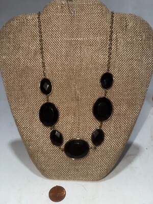 Vintage Marilyn Schiff Gold Tone & Black Necklace