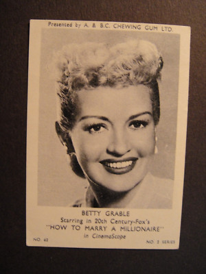 A&BC GUM FILM STARS 2. SERIE #62 FILMSTAR BETTY GRABLE