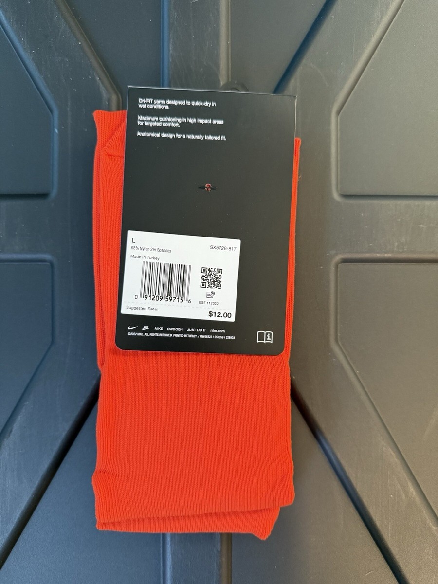 Nike Classic Dri-Fit Knee High Cushioned Socks Unisex Large Orange Nike Classic Dri-Fit Knee High Cushioned Socks Unisex Large Orange
