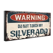 Warning Do Not Touch My Silverado Truck Wood Key Hanger Pet Leash Holder