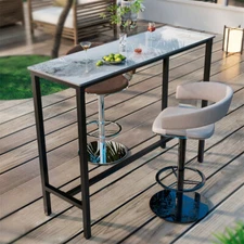 47" Long Sintered Stone Bar Table Kitchen Counter Table Breakfast Dinner Tables