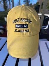 Gulf Shores Est 1958 Alabama Gold with Navy Hat Cap Cotton Hook Loop Old Dock