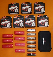 New HOHNER GOLDEN MELODY SET 7 Harmonicas A Bb C D E F G w/ ZipCase harp