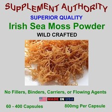 Irish Sea Moss Powder Capsules - Wild Crafted - 800MG  SUPER FRESH Exp: 04/24