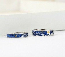 Van Gogh Starry Sky Ring Set 925 Sterling Silver Couples Promise Rings