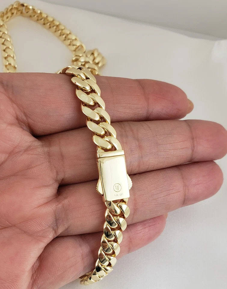 Мужское позолоченное кубинское ожерелье-цепочка из звеньев 14 карат 20 дюймов - Изображение 3 из 3