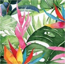 Floral Paradise Tropical Beach Summer Luau Party Paper Beverage Napkins