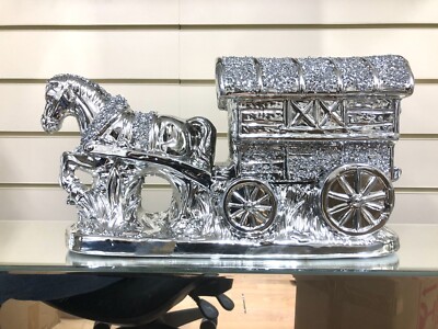 ZERKLEINERTER DIAMANT PFERDEWAGEN WOHNWAGEN KRISTALL REISENDER ZIGEUNER AUSSTELLUNGSREGALE