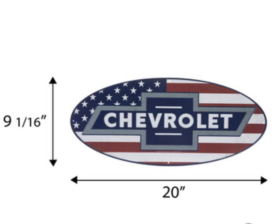 New Chevrolet Embossed Oval Metal Sign 20"x 9" Man Cave Garage Hot Rod Chevy man - Image 2 of 3