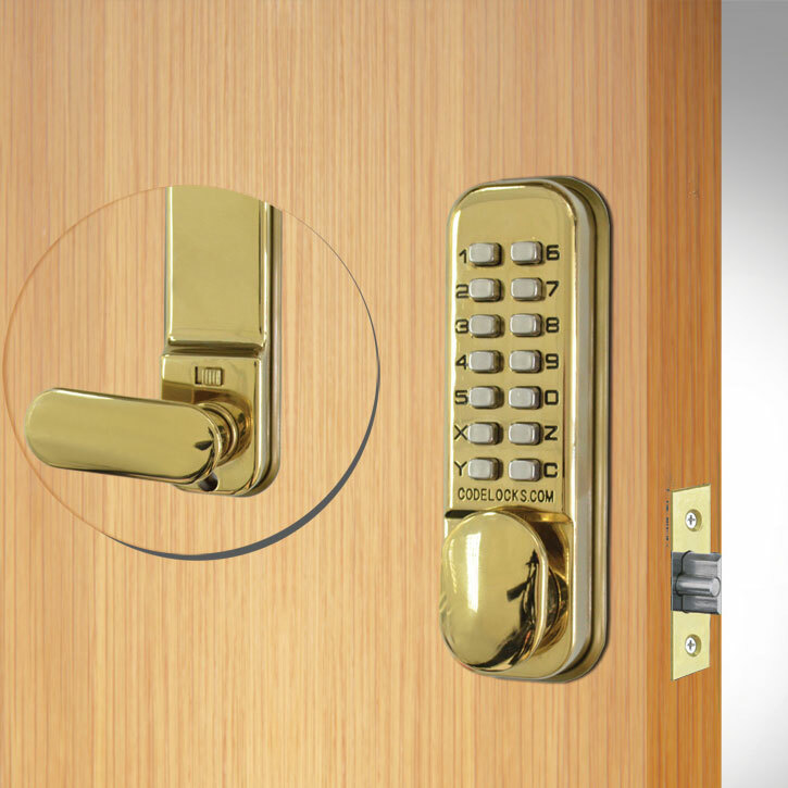 Codelocks CL155 Brass Mortice Latch - CL155-PB Model