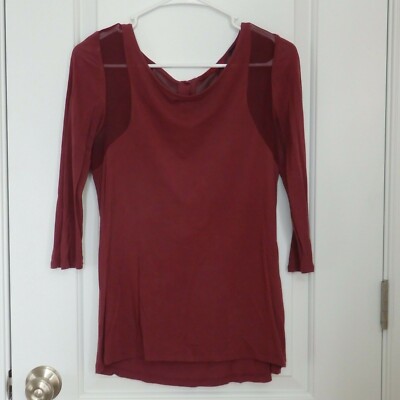 BKE Women Maroon Red Long Sleeve T-Shirt Size XS Rayon Polyester Spandex 