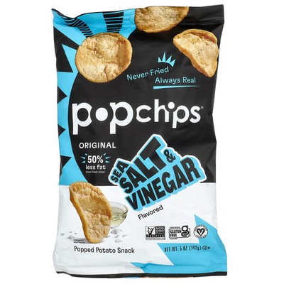 Popchips Potato Chips Sea Salt  Vinegar 5 oz 142 g Cholesterol-Free,