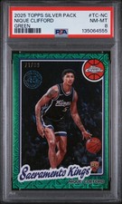 2025 TOPPS SILVER '80-81 CHROME BASKETBALL GREEN NIQUE CLIFFORD RC 71/99 PSA 8