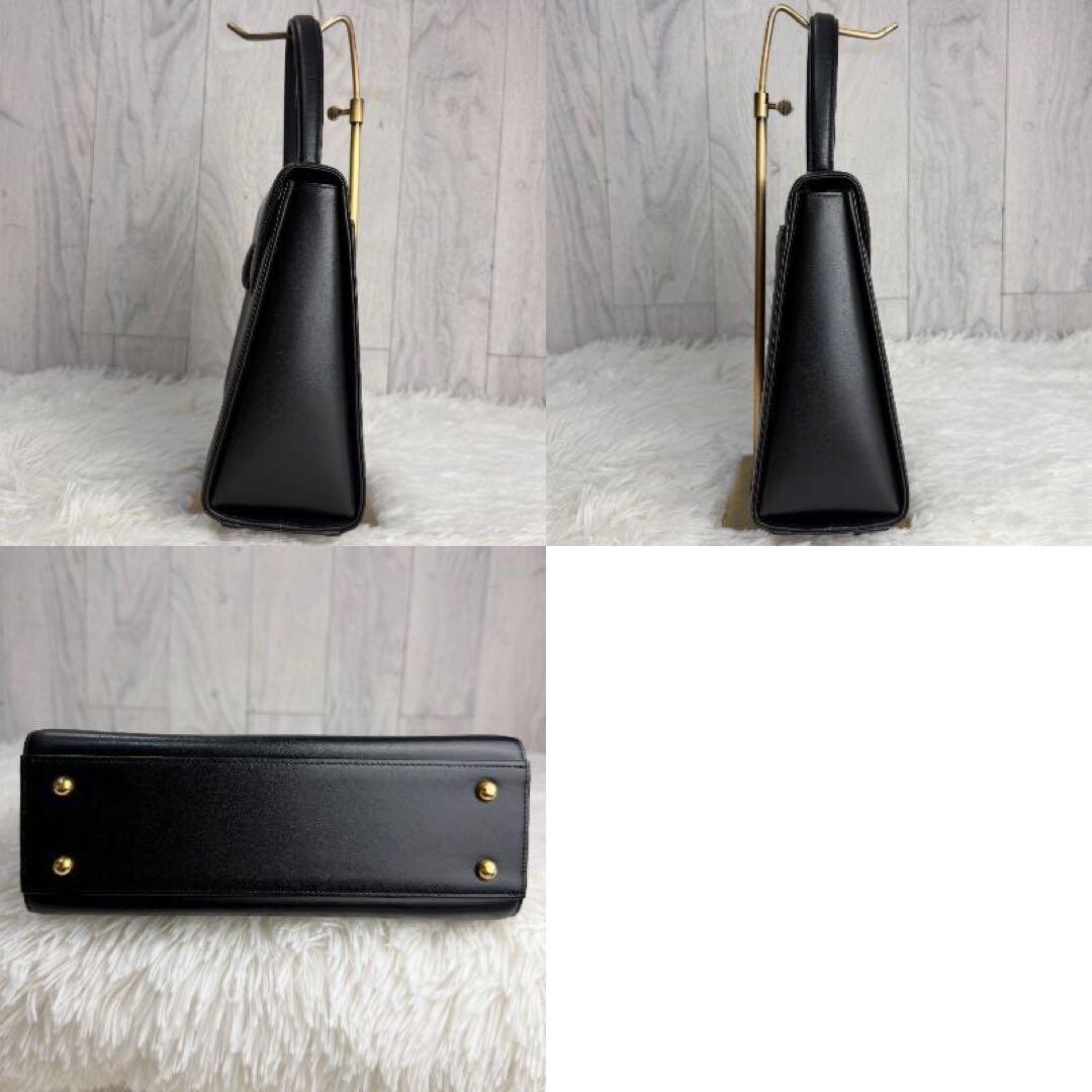 Givenchy 4G Logo Flap Leather Top Handle Bag Vintage Black Auth image 6